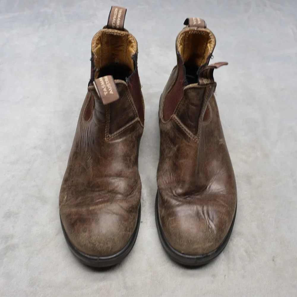 Blundstone‎ Mens 8 Chelsea Boots Brown Leather Rugged Slip On Workwear READ